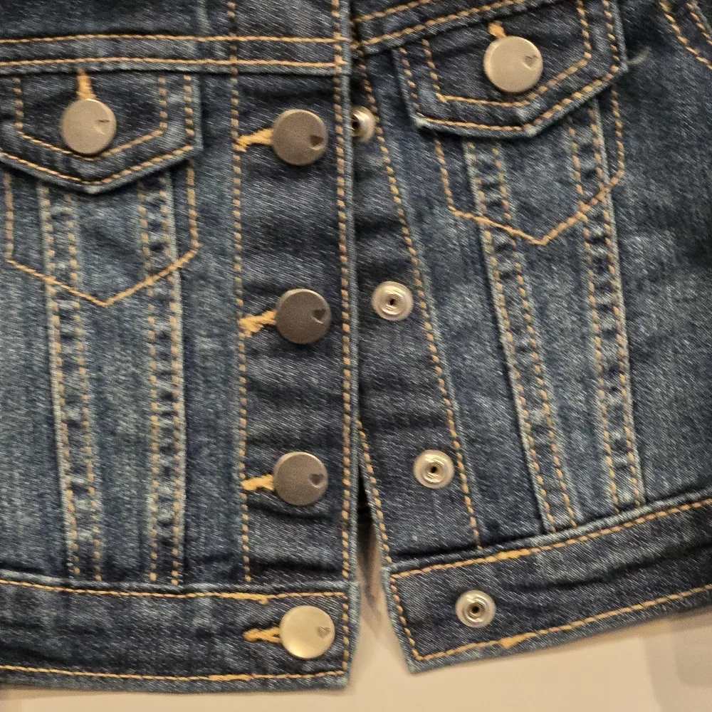 The Childrens Place Baby Girls Dark Wash Denim Jacket Blue‎ 6-9M Snap Front